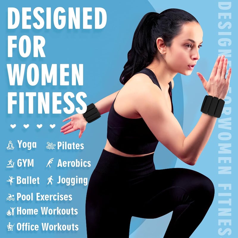 Gallia Wrist Weights, 2Pack Adjustable Wearable Wrist Ankle Weights for Women/Men, Silicone Wrist Bangles for Walking, Yoga, Pilates, and Gym, Arm & Leg Workout, 2lb - Image 3